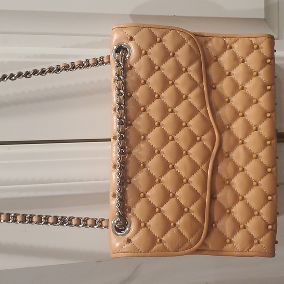 Rebecca Minkoff nude quilted leather spikes medium chain convertible crossbody - Picture 8 of 14